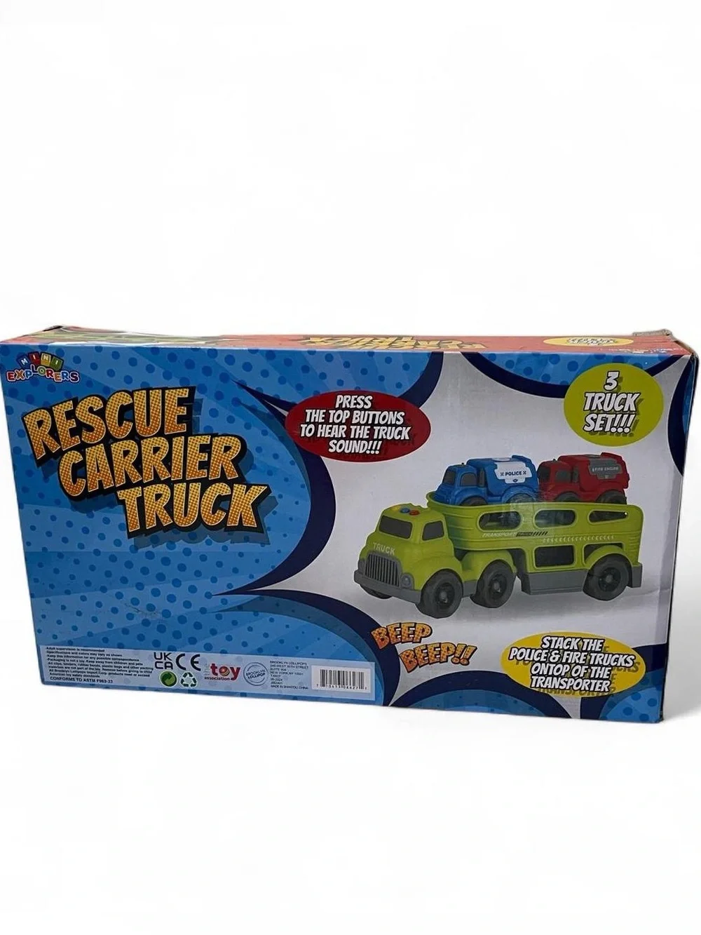 Mini Explorers 3 Piece Toy Truck Set Toddler Boy Pretend Play Brand New in Box